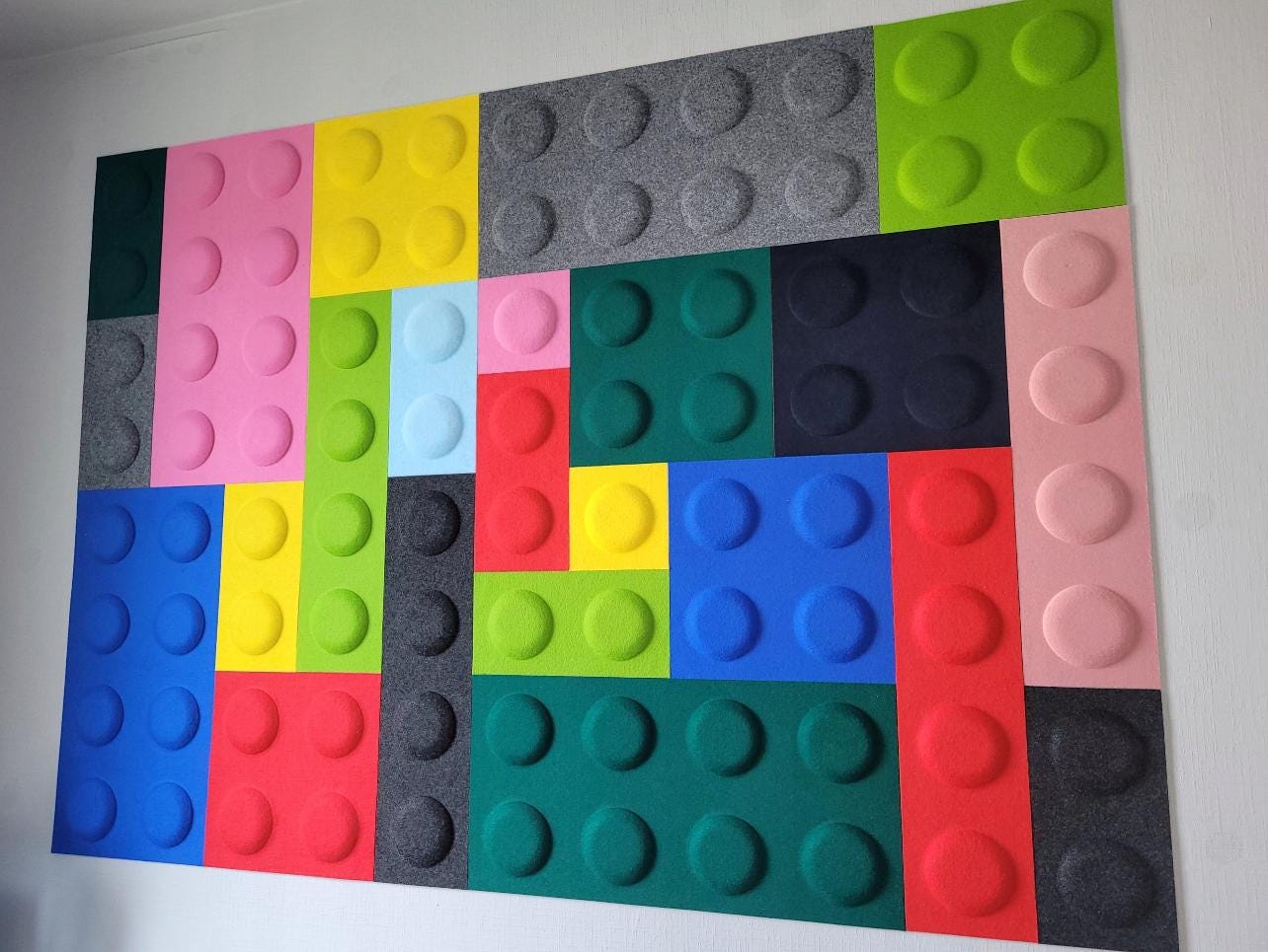 3D Felt Block Wall Panels: Acoustic Kids Room Decor for lego fans