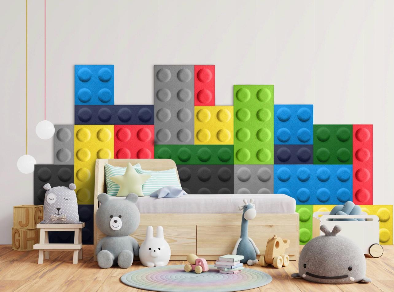 3D Felt Block Wall Panels: Acoustic Kids Room Decor for lego fans