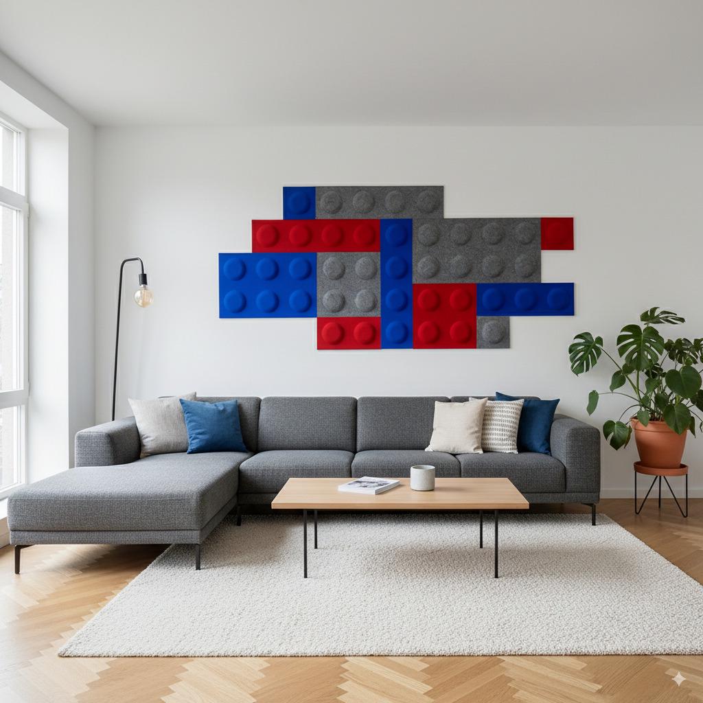 3D Felt Block Wall Panels: Acoustic Kids Room Decor for lego fans