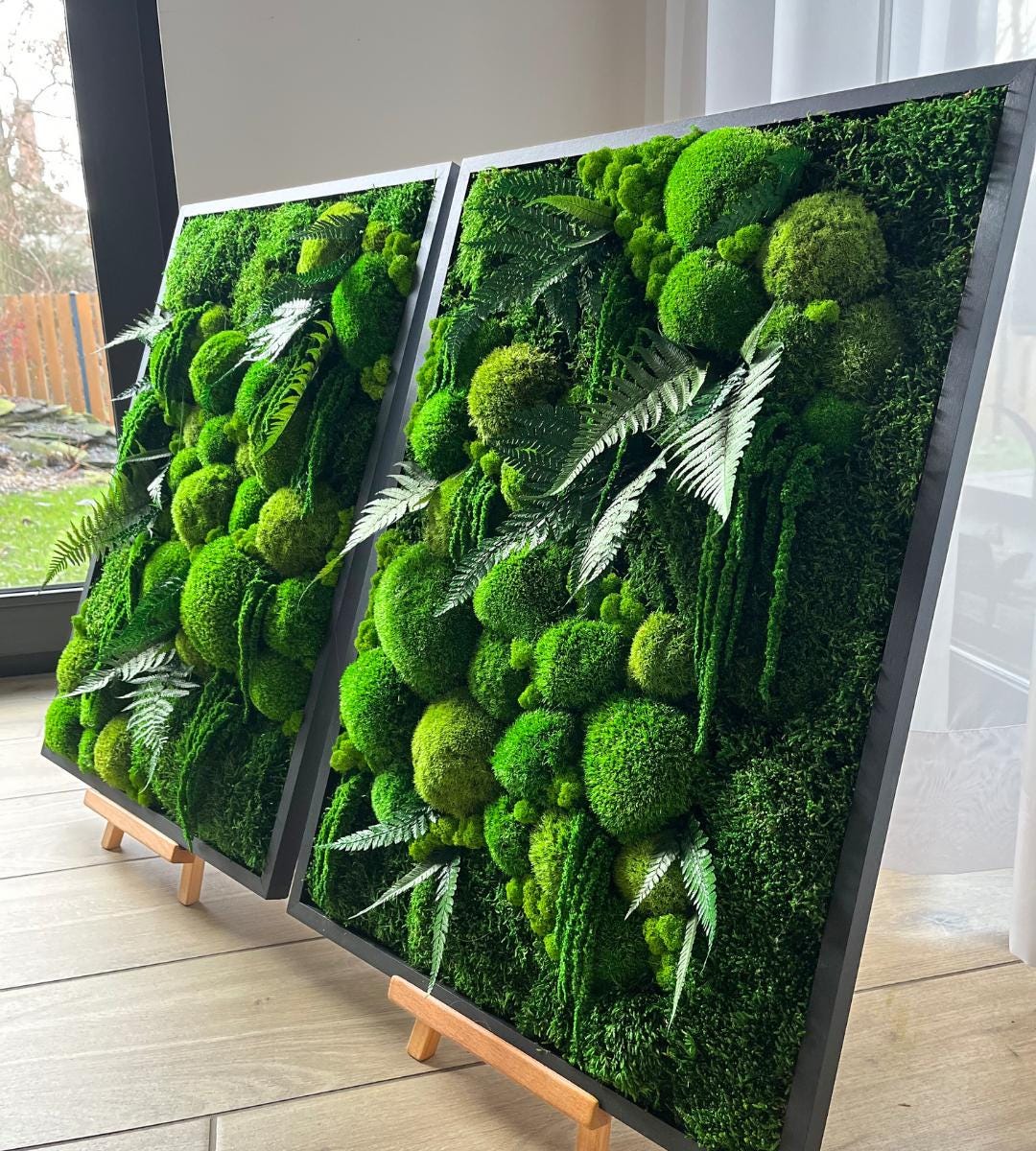 Preserved Moss Wall Art: Handmade Rustic Greenery Decor (50x70cm) Set of 2 pcs