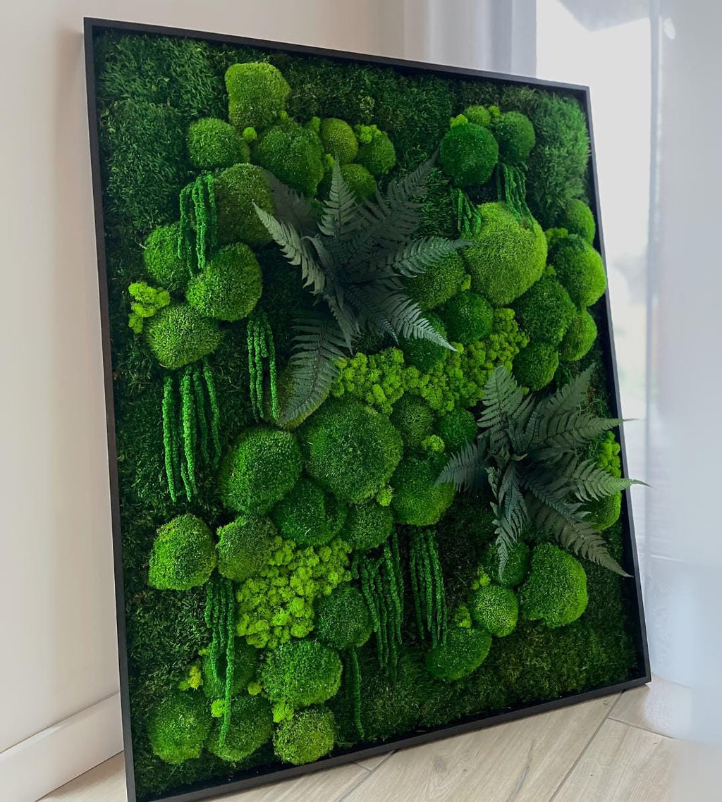 Preserved Moss Wall Art: Handmade Rustic Greenery Decor (80x100cm)