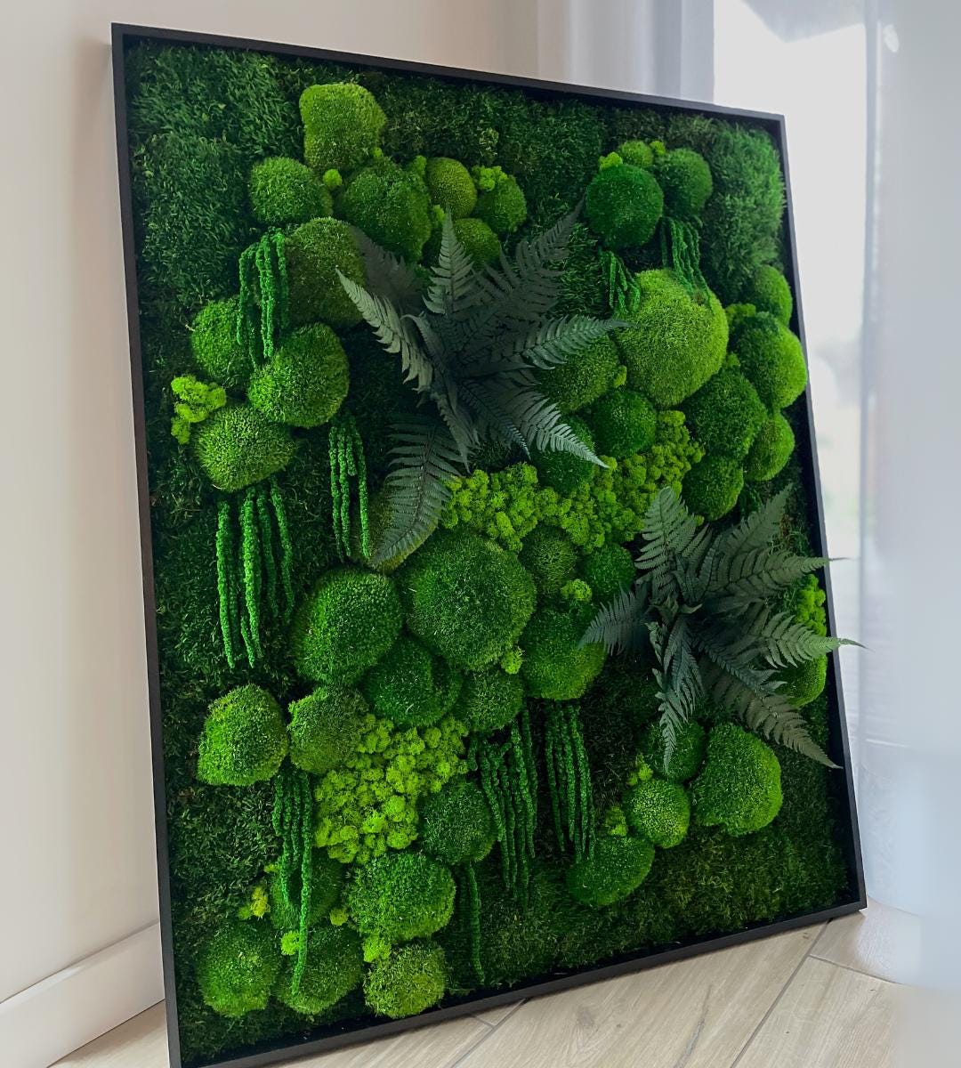 Preserved Moss Wall Art: Handmade Rustic Greenery Decor (80x100cm)