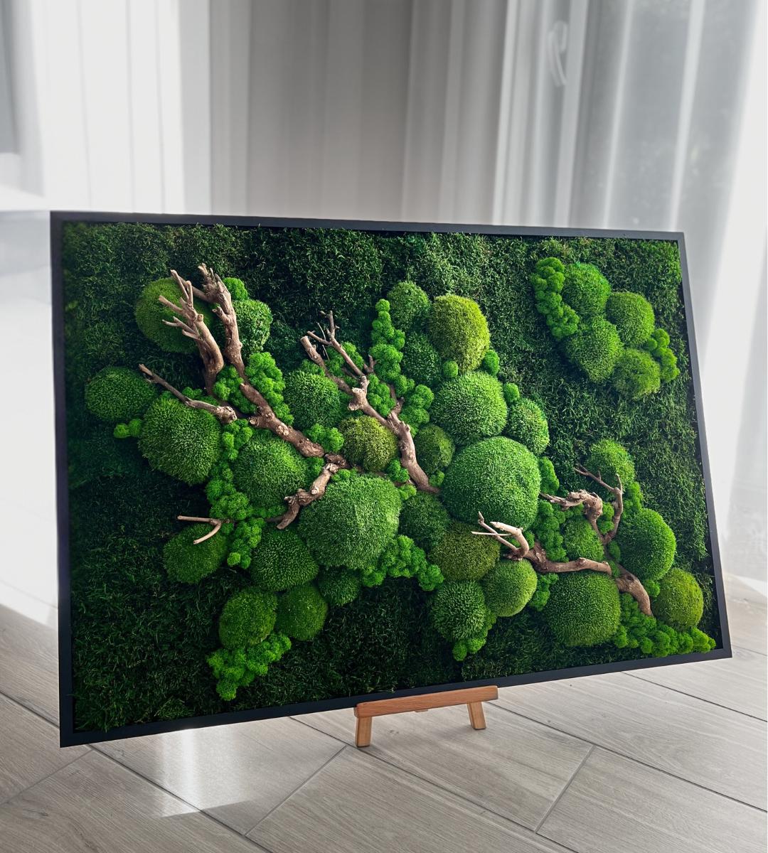 Preserved Moss Wall Art: Handmade Rustic Greenery Decor (70x100cm)