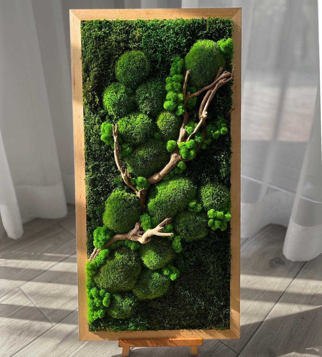 Preserved Moss Wall Art: Handmade Rustic Greenery Decor (40x80cm)