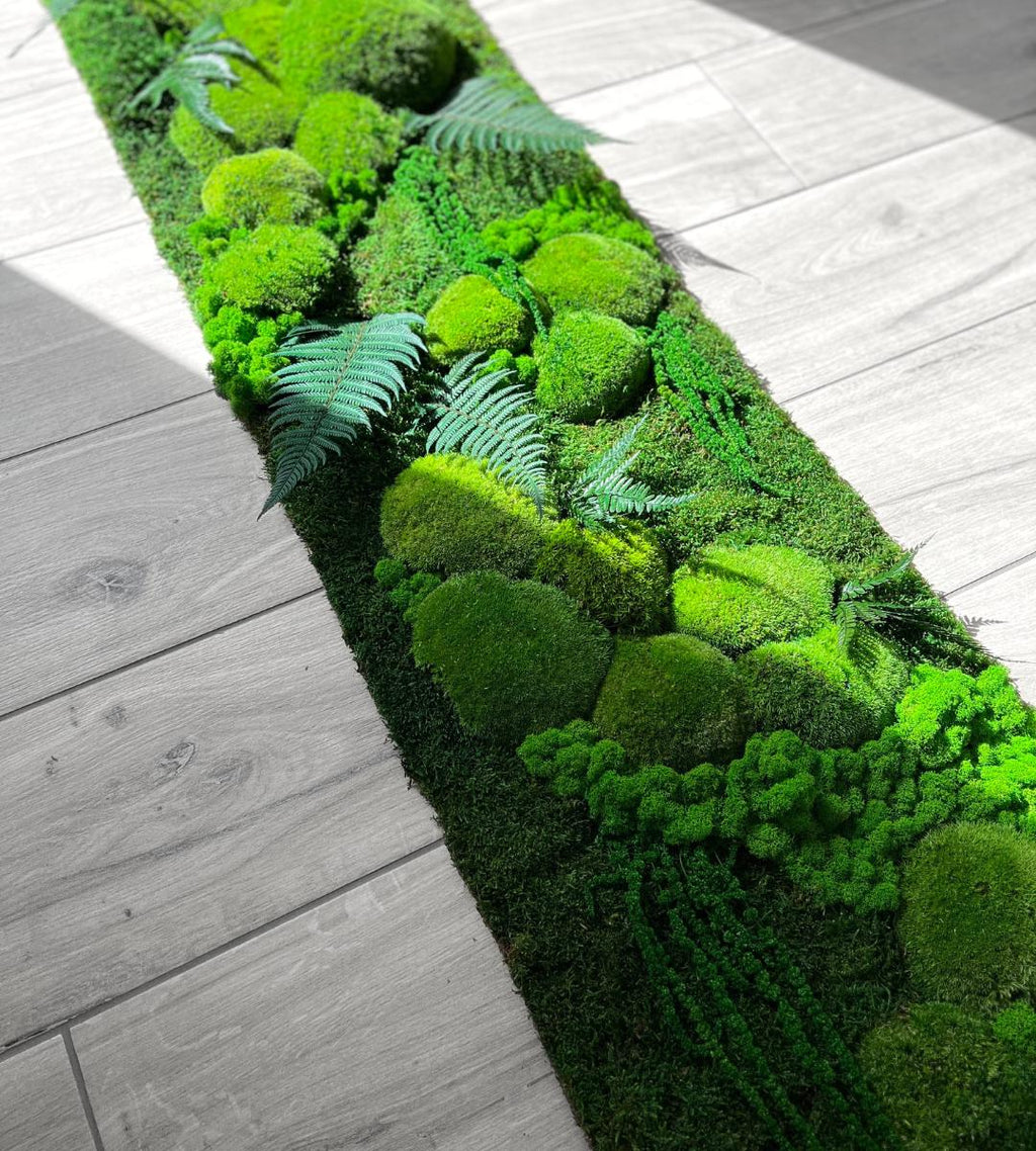 Preserved Moss Wall Art: Handmade Rustic Greenery Decor (30x100cm)