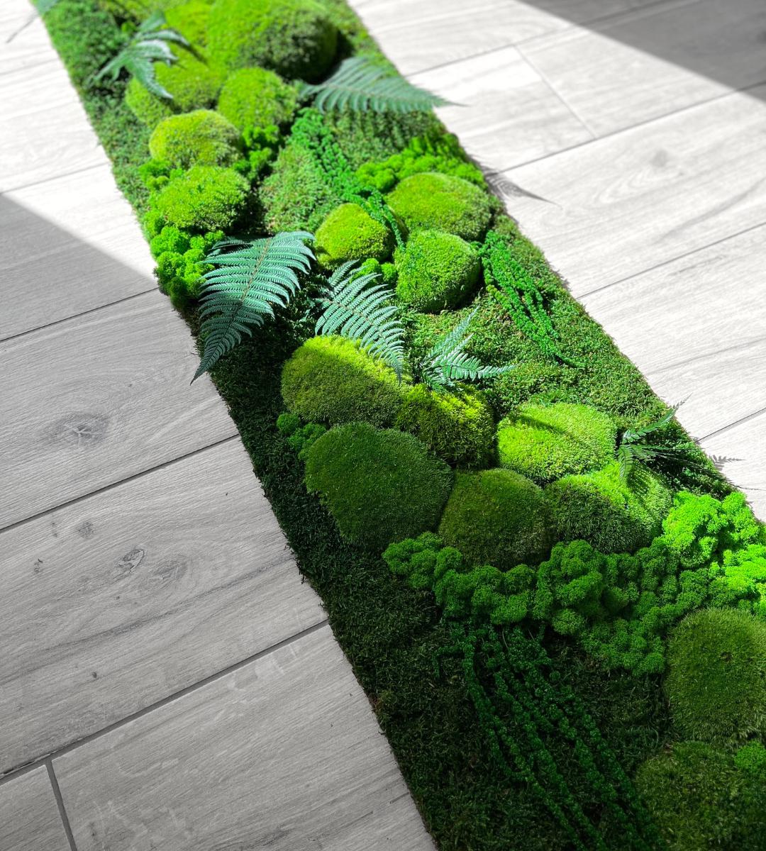 Preserved Moss Wall Art: Handmade Rustic Greenery Decor (30x100cm)