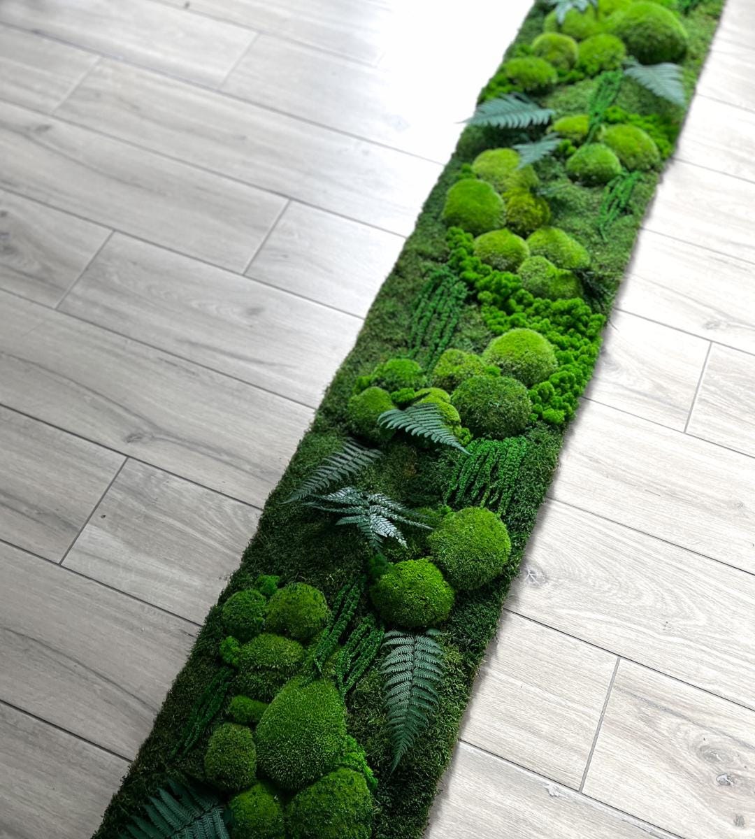 Preserved Moss Wall Art: Handmade Rustic Greenery Decor (30x100cm)