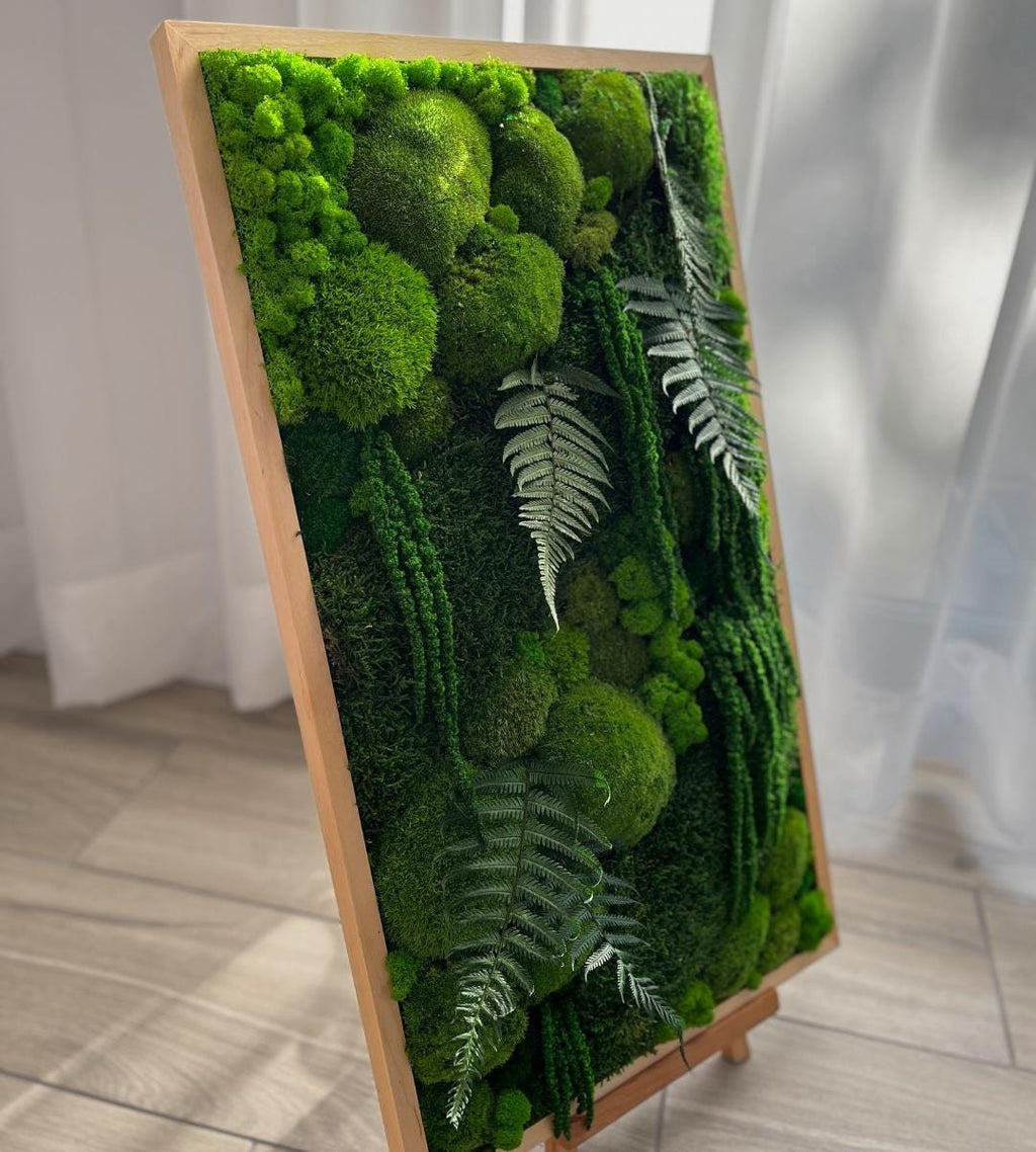 Preserved Moss Wall Art: Handmade Rustic Greenery Decor (40x70cm)