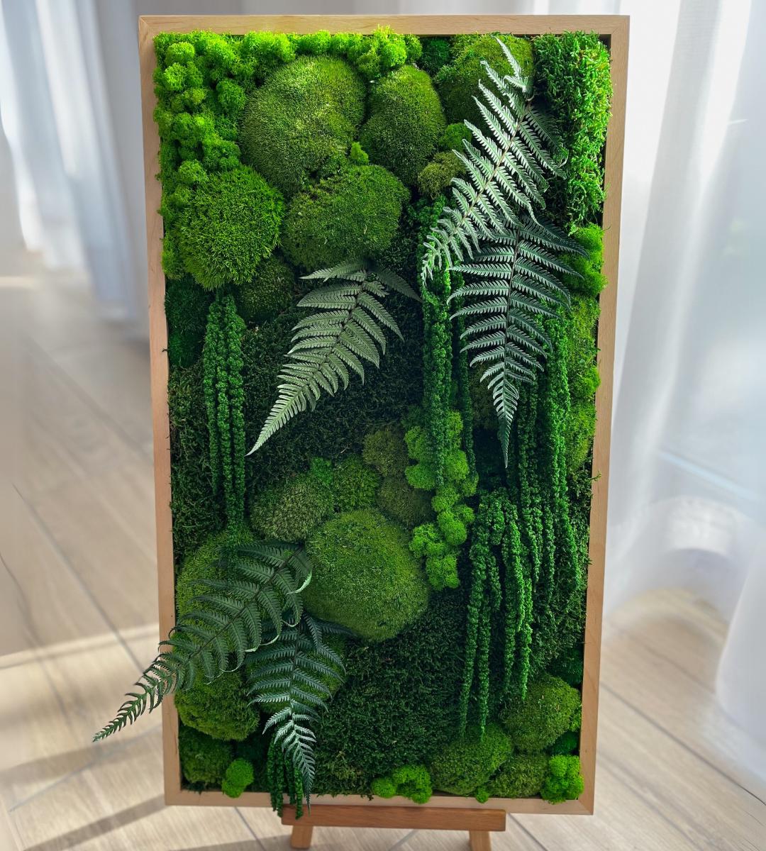 Preserved Moss Wall Art: Handmade Rustic Greenery Decor (40x70cm)