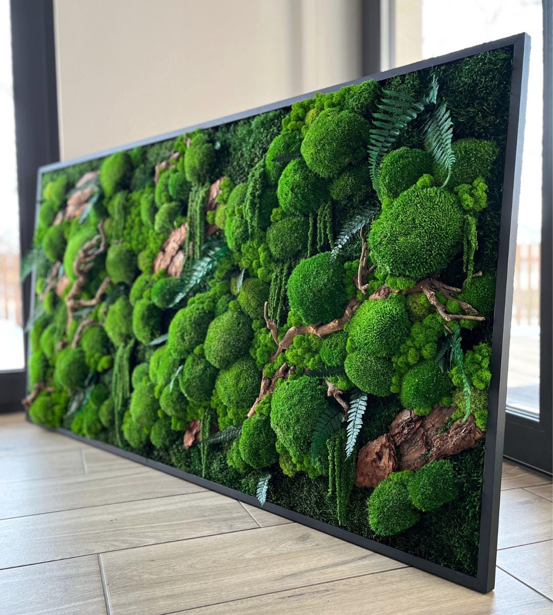 Preserved Moss Wall Art: Handmade Rustic Greenery Decor (80x150cm)
