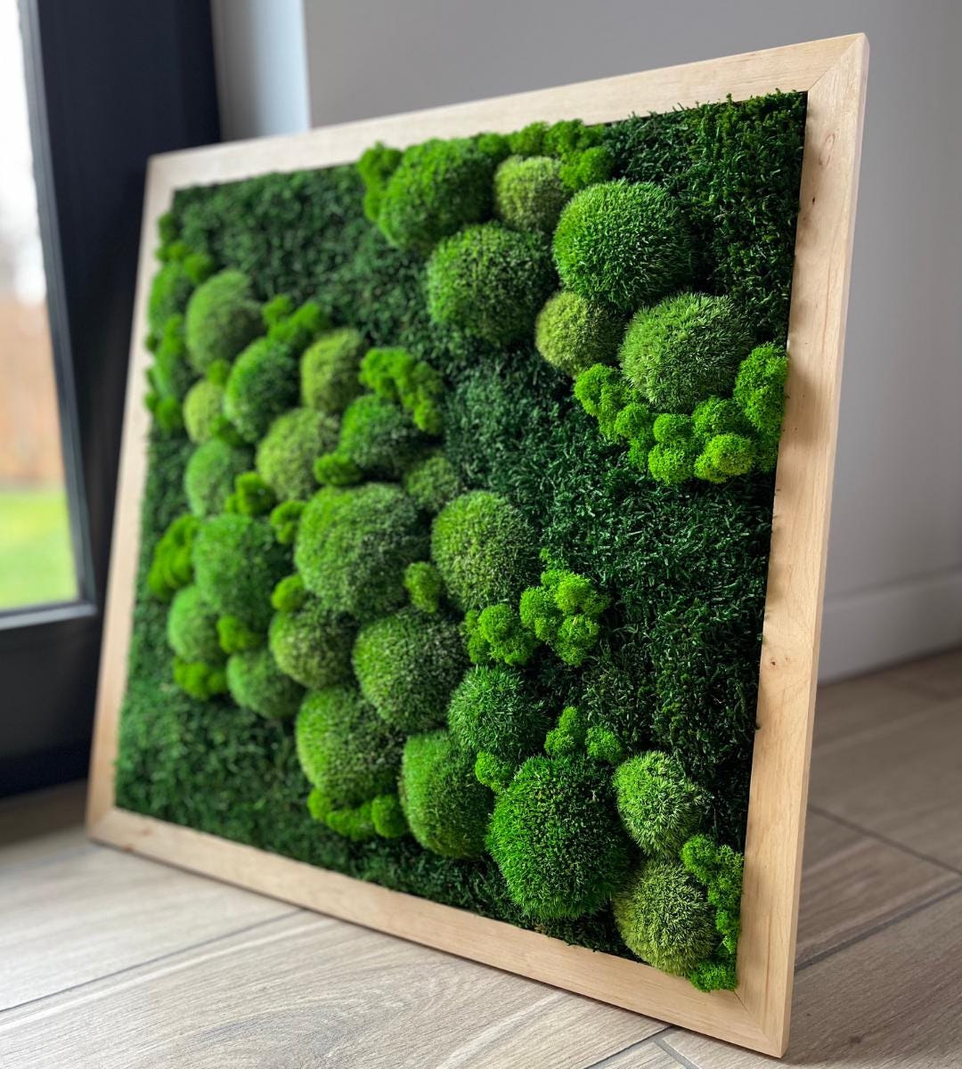 Preserved Moss Wall Art: Handmade Rustic Greenery Decor (50x50cm)