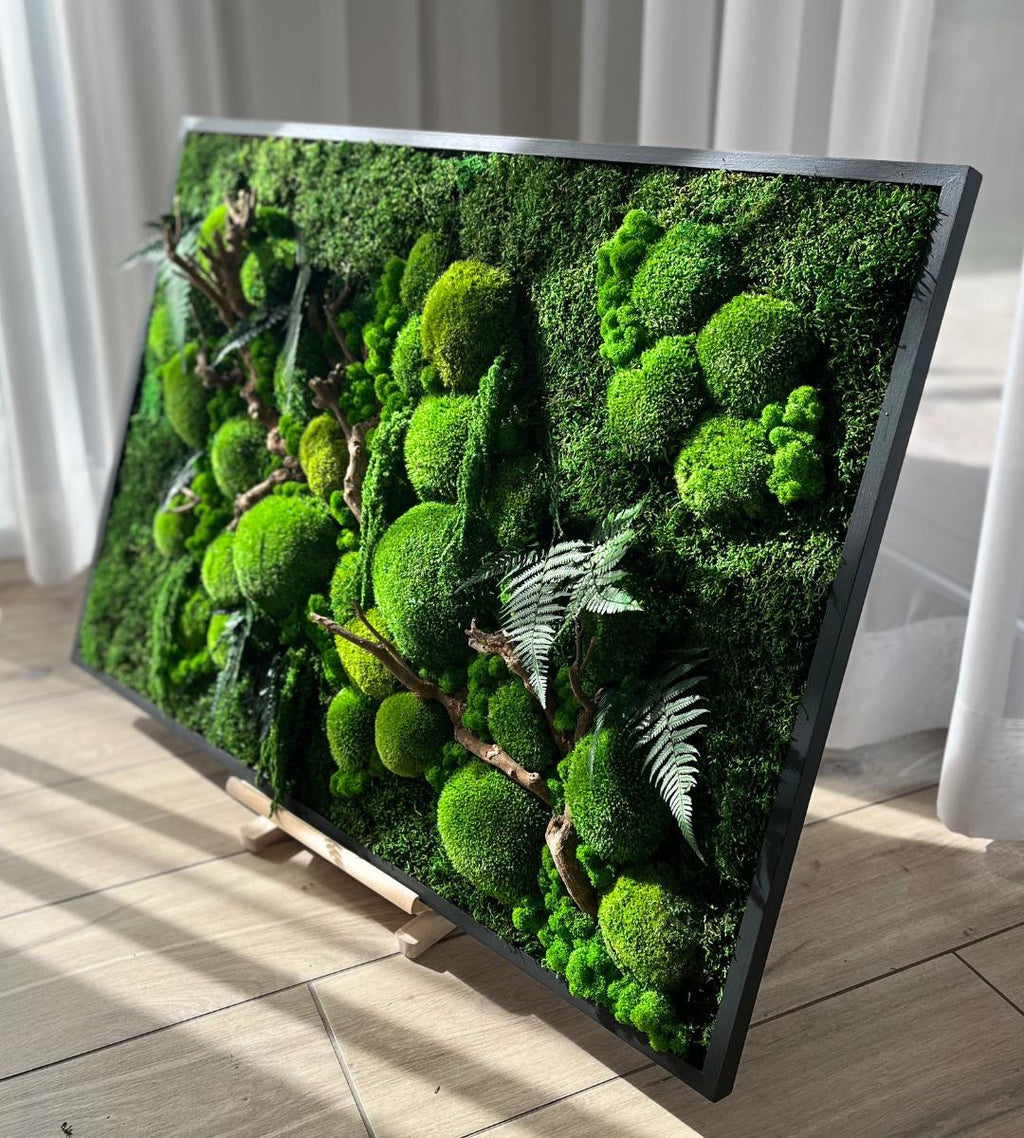 Preserved Moss Wall Art: Handmade Rustic Greenery Decor (100x70cm)