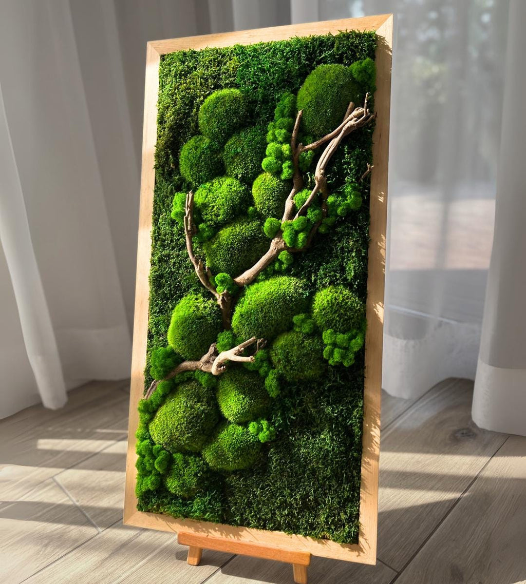 Preserved Moss Wall Art: Handmade Rustic Greenery Decor (40x80cm)
