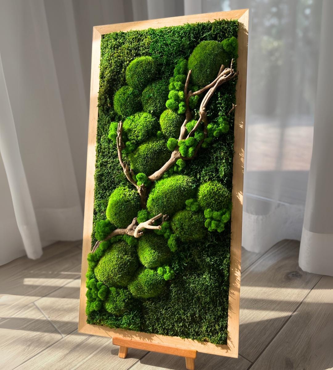 Preserved Moss Wall Art: Handmade Rustic Greenery Decor (40x80cm)