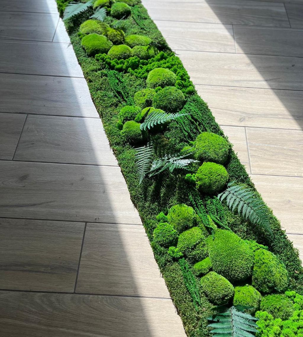 Preserved Moss Wall Art: Handmade Rustic Greenery Decor (30x100cm)