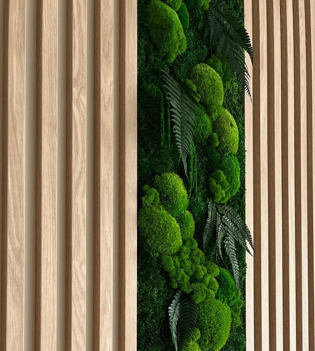 Preserved Moss Wall Art: Handmade Rustic Greenery Decor (30x100cm)