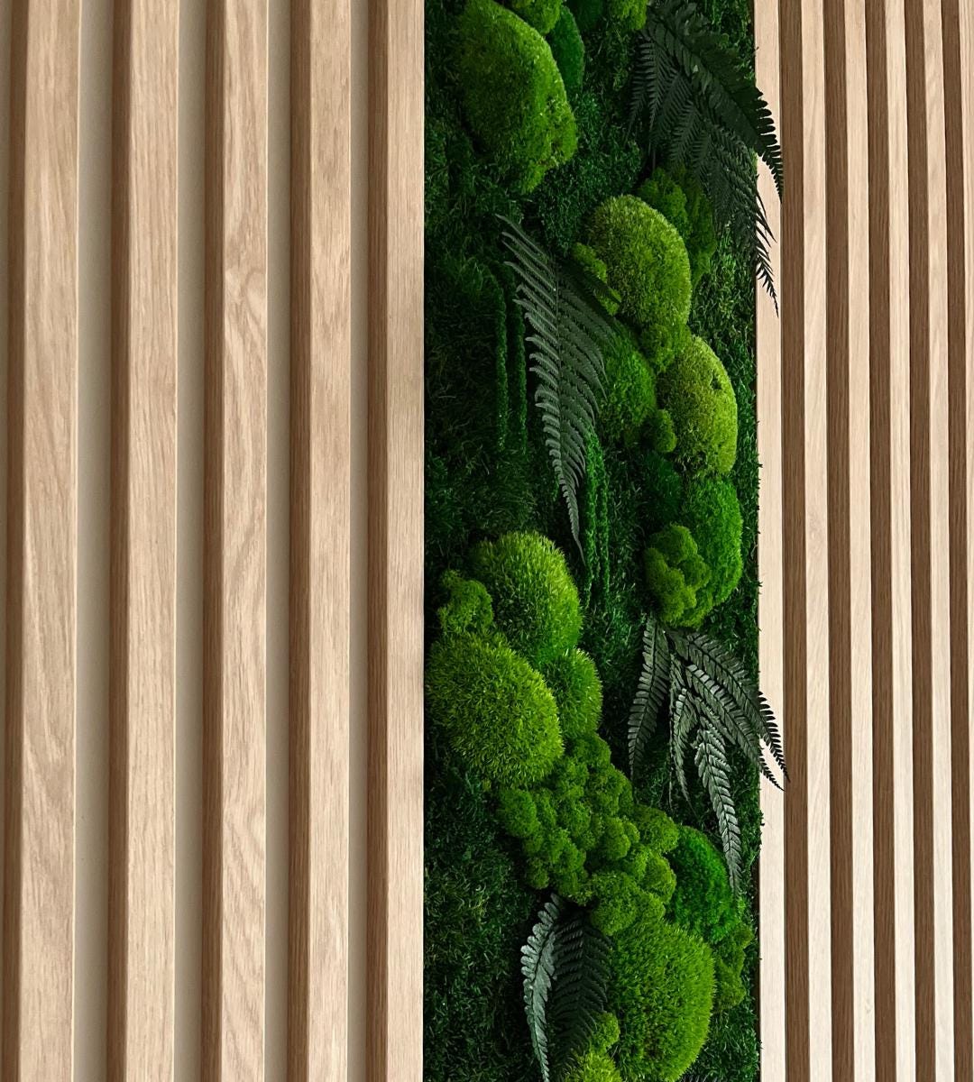 Preserved Moss Wall Art: Handmade Rustic Greenery Decor (30x100cm)
